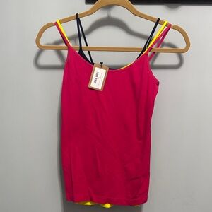 Hot pink, navy, and yellow stretchy tank tops set of 3